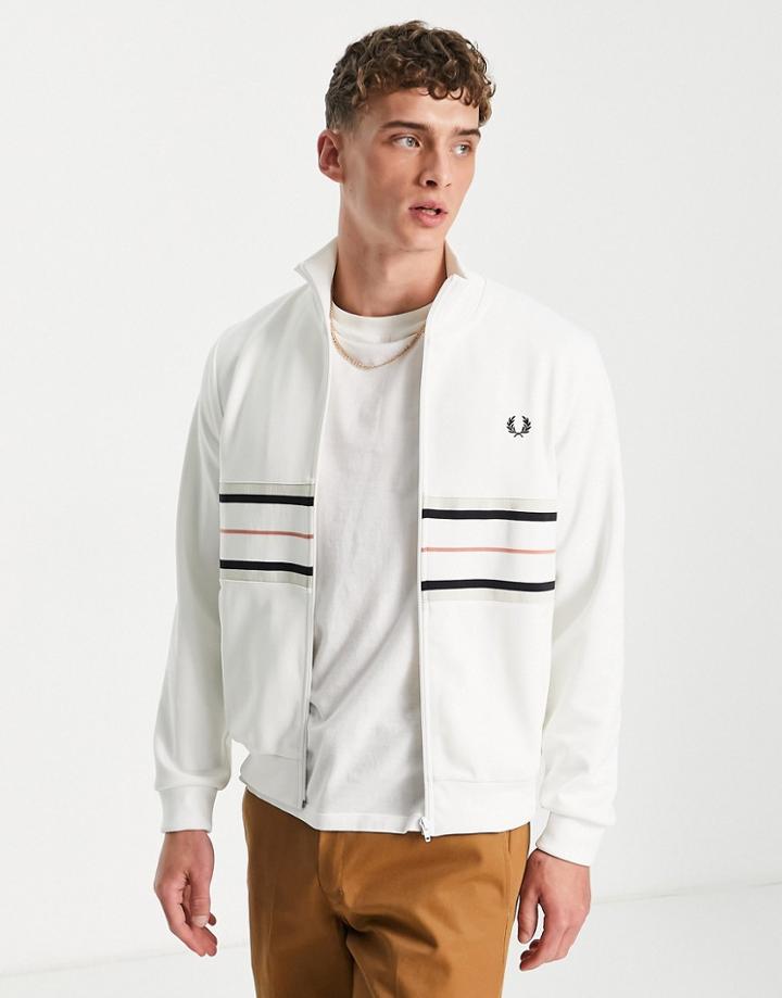 Fred Perry Tramline Panel Track Jacket In White