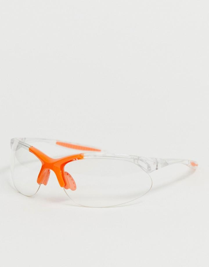 Asos Design Clear Lens Visor Fashion Glasses With Nose Insert - Clear