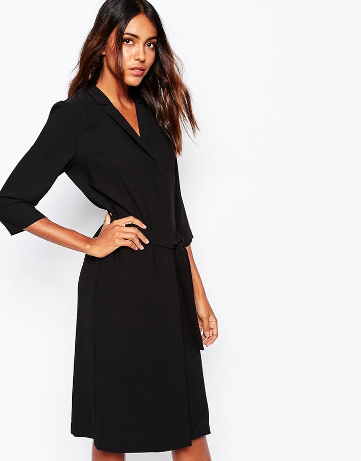 Selected Loren Shirt Dress With Self Tie - Black