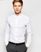 Selected Homme Shirt With Button Down Collar And Stretch In Skinny Fit - White