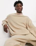 Asos Dark Future Oversized Rib Sweater With Text Neck Trim Design-neutral