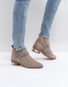 Office Atlas Taupe Suede Western Ankle Boots - Gray