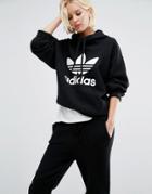 Adidas Originals Boiled Wool Hoodie With Trefoil Logo - Black