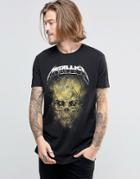 Asos Metallica Longline T-shirt With Skull Print - Black