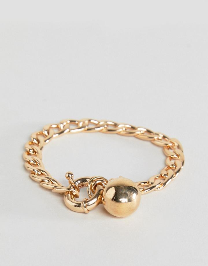Asos Chain And Ball Charm Bracelet - Gold