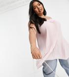 Yours Lace Trim Pleated Cami Top In Pale Pink
