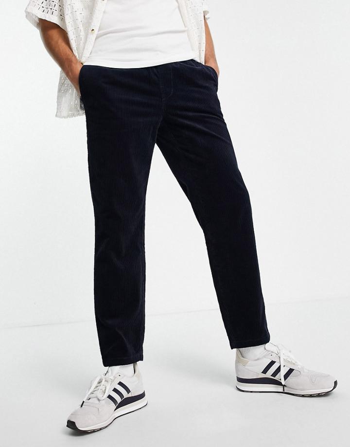 Topman Relaxed Cord Joggers In Navy