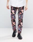 Asos Slim Pant With Floral Design - Multi