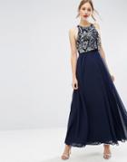 Asos Embellished Crop Top Maxi Dress - Blue