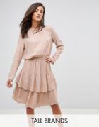 Y.a.s Tall Long Sleeve Ruffle Tiered Dress - Pink