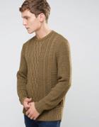 Asos Cable Sweater In Soft Yarn - Green