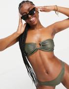 Chelsea Peers Bandeau Bikini Top In Khaki-green