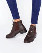 Asos Alis Leather Lace Up Ankle Boots - Brown