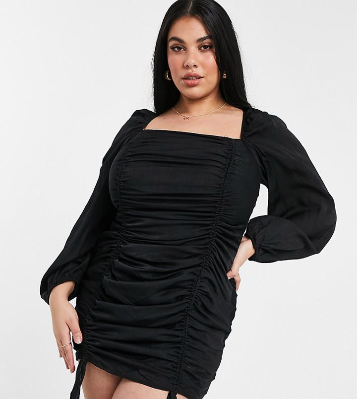 Urban Bliss Plus Ruched Mini Dress In Black