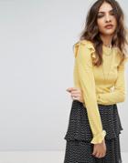 Nobody's Child Long Sleeve Top In Stripe With Frills - Yellow