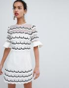 Keepsake Scallop Ruffle Mini Dress - White