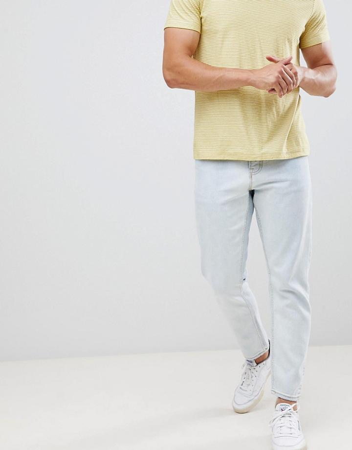 New Look Slim Cropped Jeans In Bleach Wash - Blue