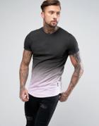Religion Longline T-shirt With Color Fade Print - Black