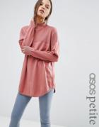 Asos Petite Tunic With High Neck In Cashmere Mix - Pink