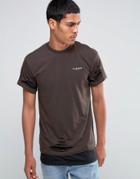 Illusive London Double Layered Long Line T-shirt With Rips - Green