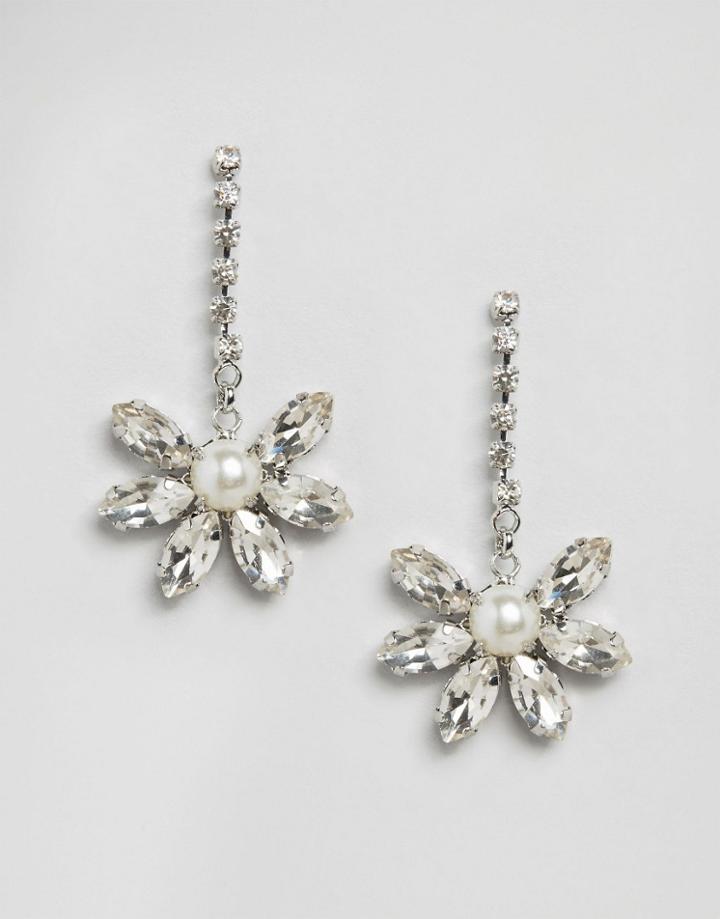 Asos Wedding Stone Strand Earrings - Clear