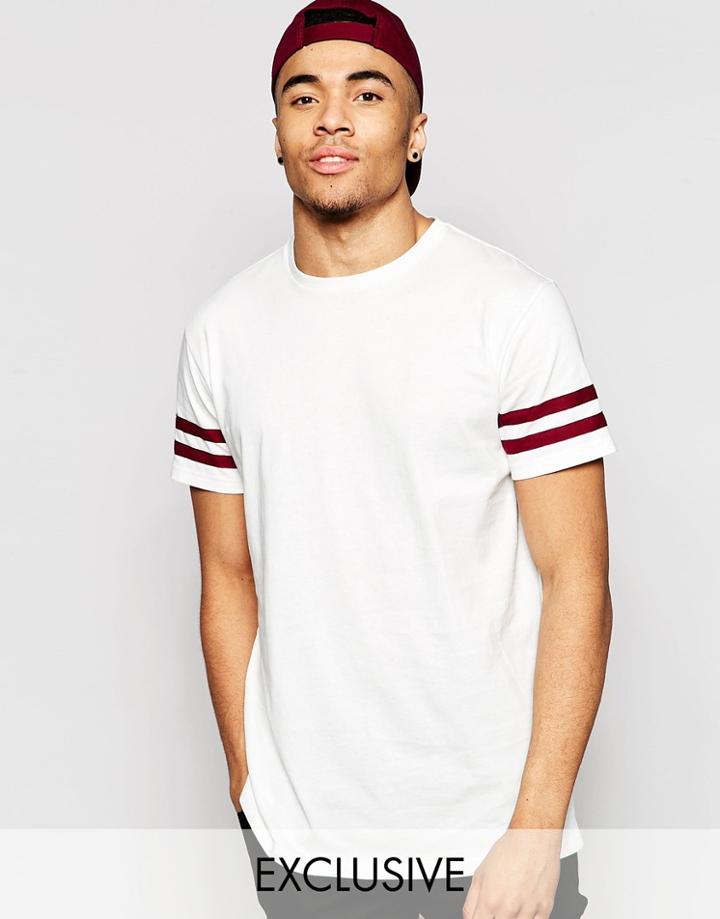 Brooklyn Supply Co T-shirt Double Stripe Sleeve In Ecru