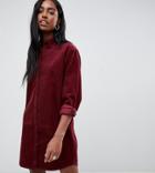 Asos Design Tall Cord Shirt Dress In Oxblood - Red