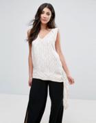 Neon Rose Raffia Print Tie Side Top - Multi