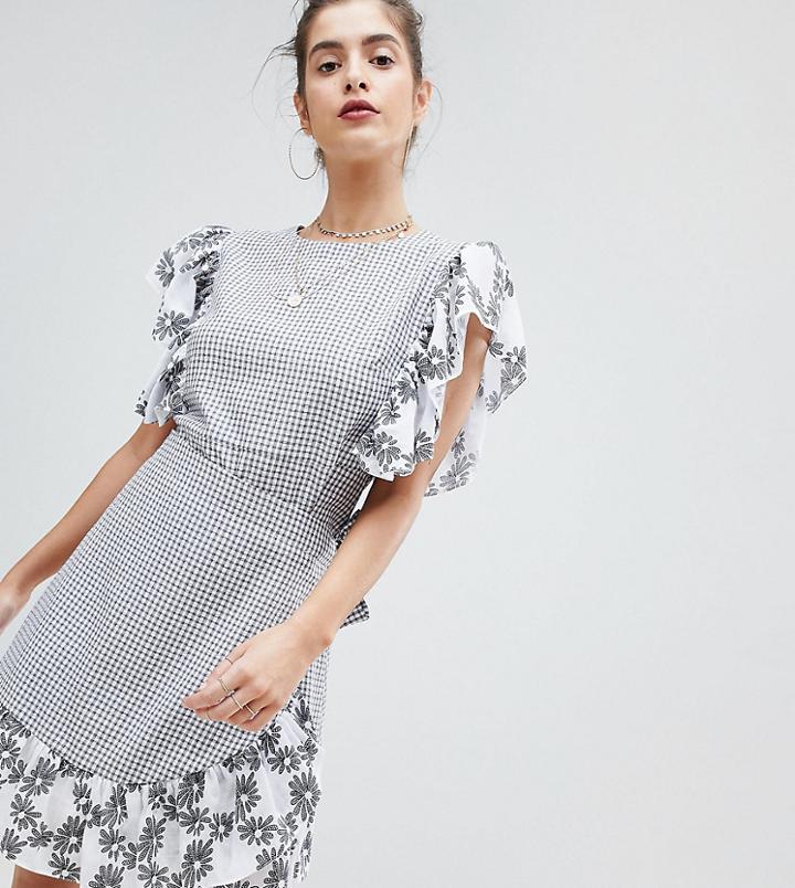 Reclaimed Vintage Inspired Mixed Wrap Dress - Multi
