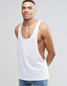 Asos Vest With Extreme Dropped Armhole And Racer Back In White - White