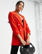 River Island Double Breasted Blazer In Red - Part Of A Set