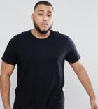 Asos Design Plus Longline T-shirt With Crew Neck In Black - Black