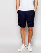 Asos Skinny Shorts With Pleats - Navy