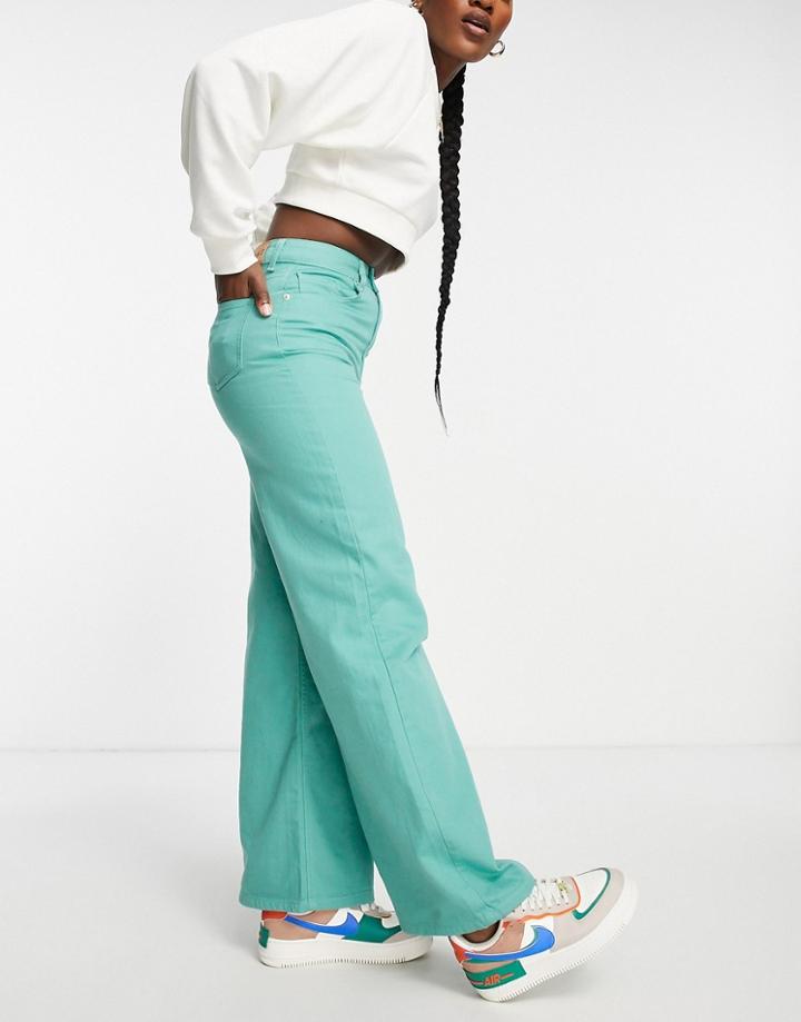 Na-kd High Waist Wide Leg Jeans In Green