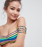Bershka Mix And Match Bikini Top In Bold Stripe
