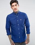 Fred Perry Long Sleeved Oxford Shirt In Blue - Blue