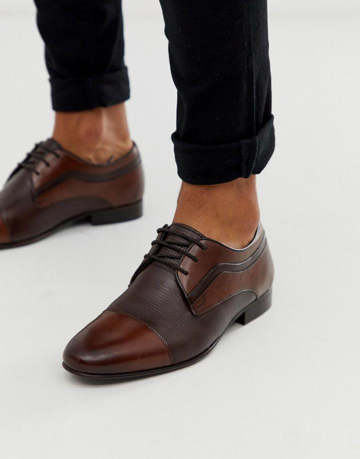 Depp London Leather Lace Up Shoe In Contrast Brown And Tan