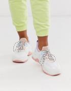 Public Desire Boe White Pastel Detail Chunky Sneakers