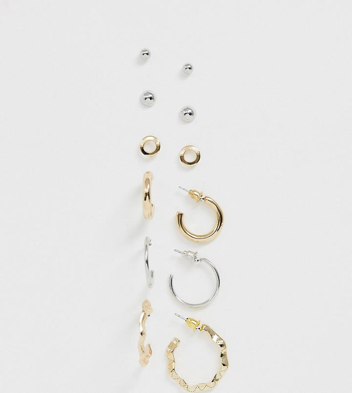 Miss Selfridge Mixed Metal Stud And Hoop Earring Set