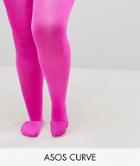Asos Curve 90 Denier High Shine Tights In Pink - Pink