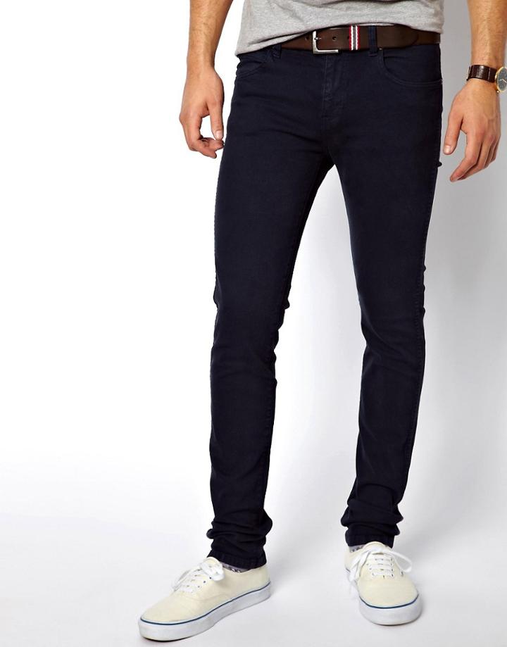 Dr Denim Snap Skinny Jeans In Navy - Blue