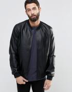 Only & Sons Faux Leather Bomber Jacket - Black