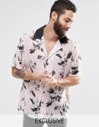 Reclaimed Vintage Revere Shirt In Floral Print And Regular Fit - Pink