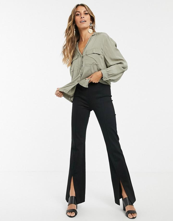 & Other Stories Split Hem Flared Pants In Black