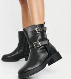 Asos Design Wide Fit Asha Pull On Trucker Boots In Black