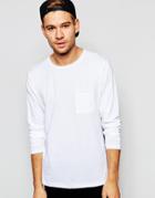 Selected Homme Long Sleeve Top With Raw Edge - White