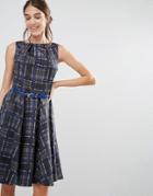 Closet Checkered Belted Dress - Multi