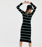 Collusion Knitted Midi Dress In Stripe - Multi