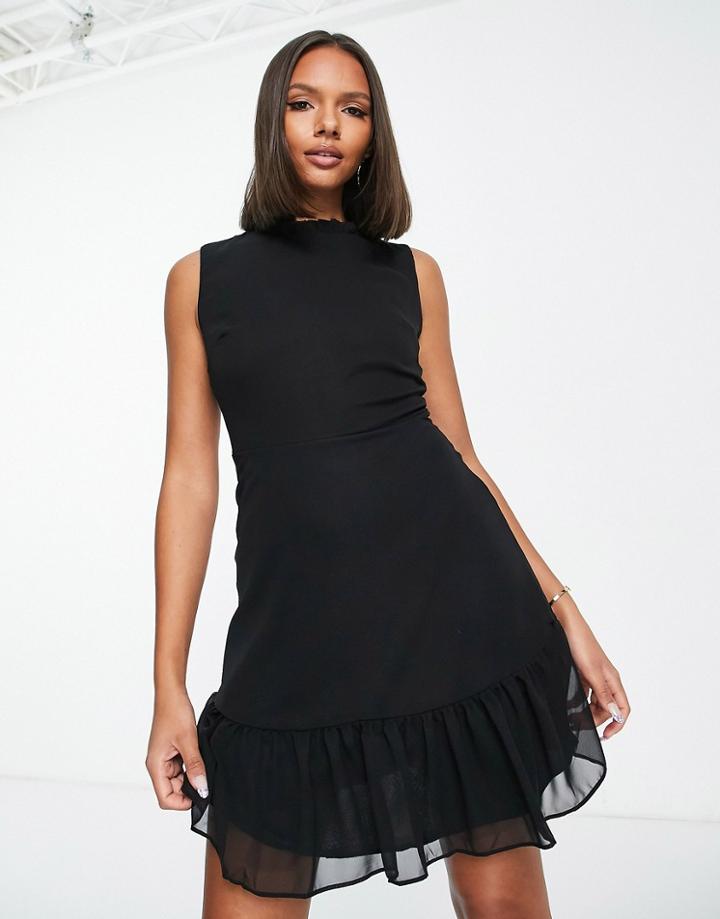 Trendyol Mini Shift Dress With Peplum Hem In Black