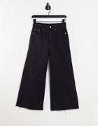 Dr Denim Aiko Cropped Wide Leg Jeans In Black